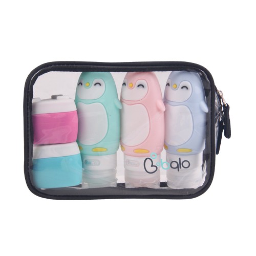 Babyqlo Travel Kit Penguin Silicone Travel Bottle + Pill Case And Pouch Tb9005