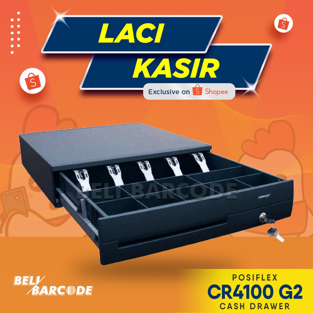 Laci Uang Kasir Posiflex CR4100g2 Metal Cashdrawer 5 Slot Kertas 8 Slot Koin RJ-11