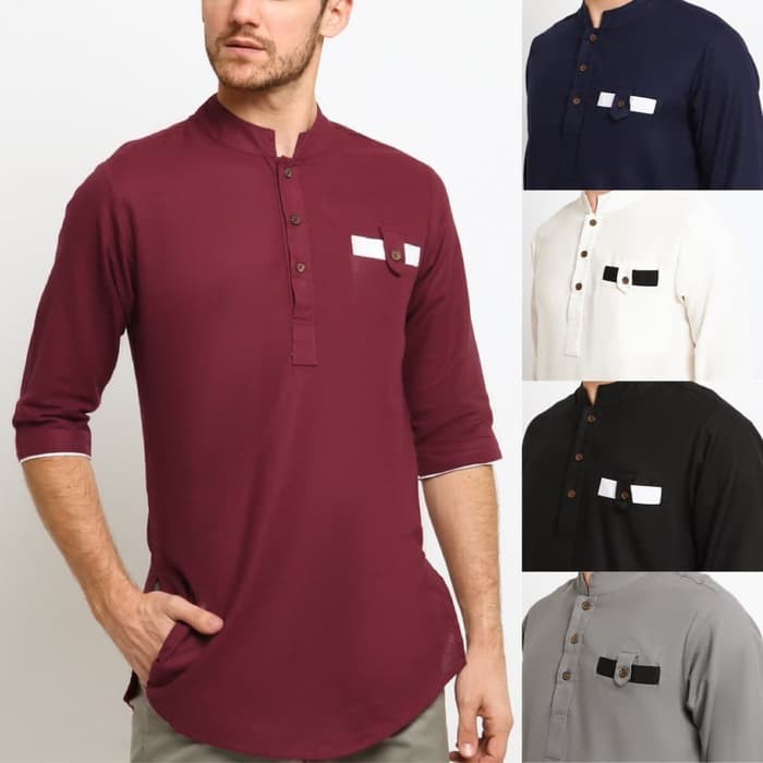 BAJU KOKO TERBARU FASHION SLIMFIT POLOS MURAH panjang MUSLIM Y4X2