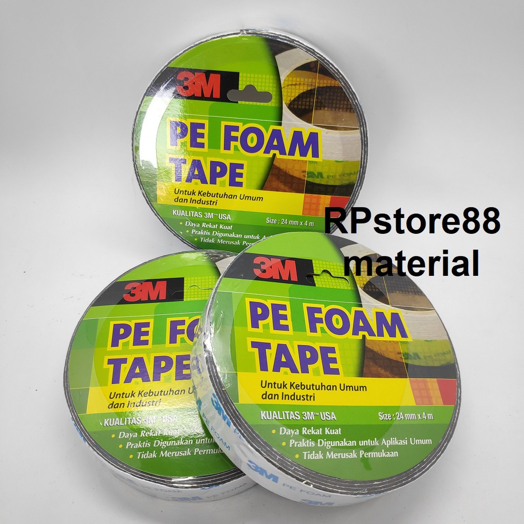 

DOUBLE TAPE BUSA 3M PE FOAM TAPE 24MM x 4M-PEREKAT BOLAK BALIK -LAKBAN