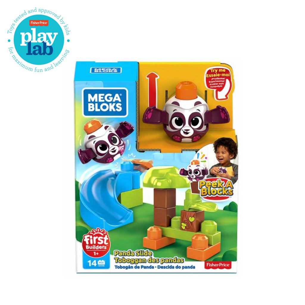 Mega Bloks Peek a Block (Panda Slide) - Mainan Balok Susun Edukasi Anak Balita