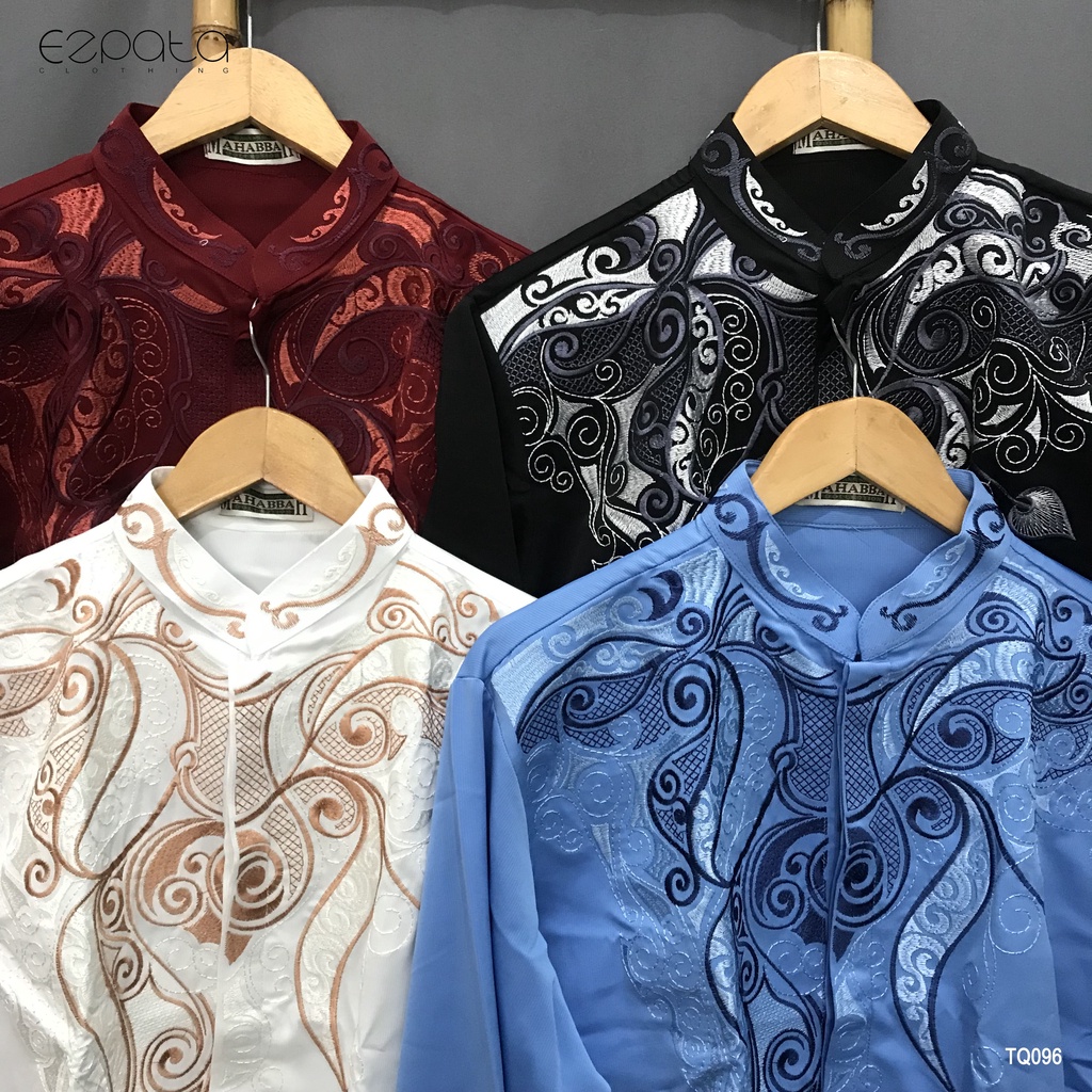 Baju Muslim Taqwa Koko Mahabbah Pria Dewasa Lengan Panjang Ukuran M, L, XL Bahan Katun Adem Motif Bordir