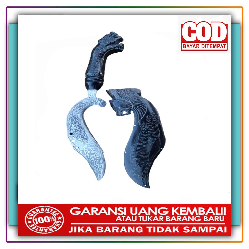 Kujang Pamor Fulltanduk Motif Macan Ukuran 23.5 Cm