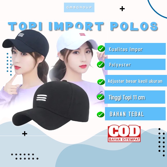 Topi  Import Baseball Golf  SIMPLE STRIP Pria Wanita