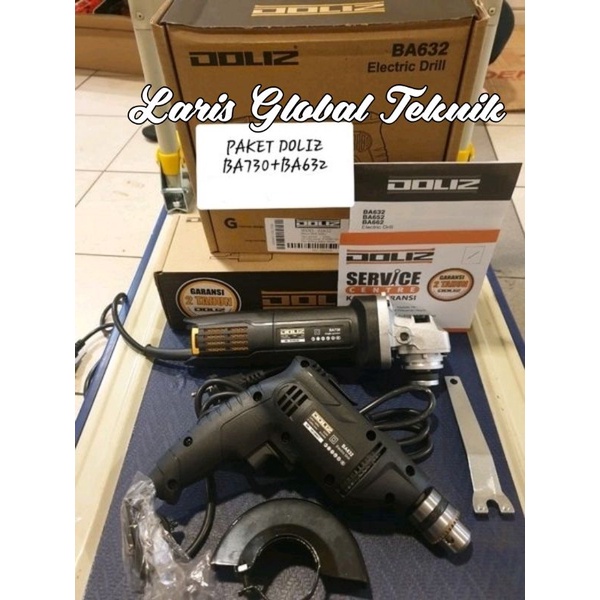 Paket Gerinda Tangan Doliz BA730 4 inch + Bor BA632 Doliz 10mm
