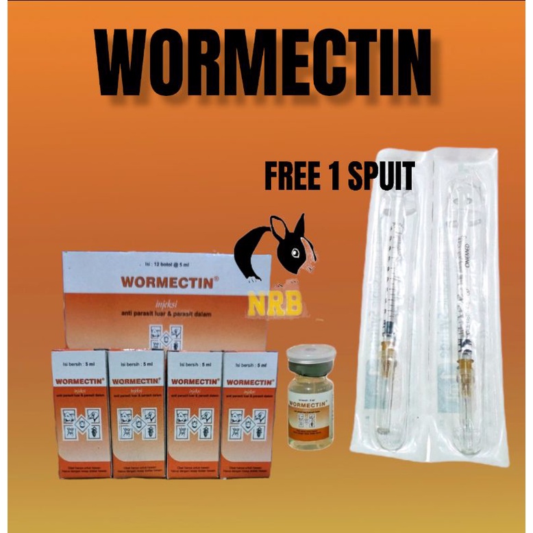 WORMECTIN 5 ML - Obat Scabies Gudik Jamur untuk Kelinci Kucing Anjing ( Gratis Suntik )