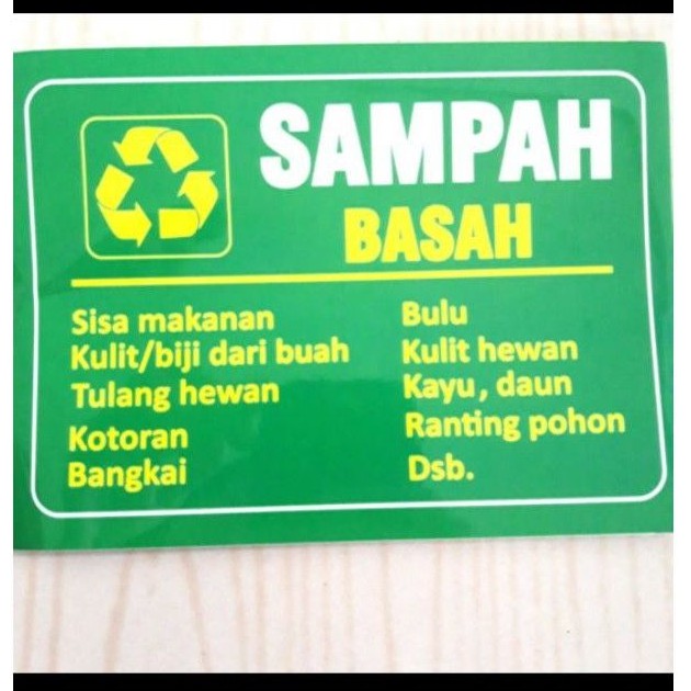 Jual Stiker Vinyl Sampah Basah X Cm Sampah Kering Indonesia Shopee