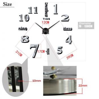 (MAINANKYU) Jam Dinding Raksasa  Besar DIY Giant Wall Clock Diameter 80-130cm- BLACK