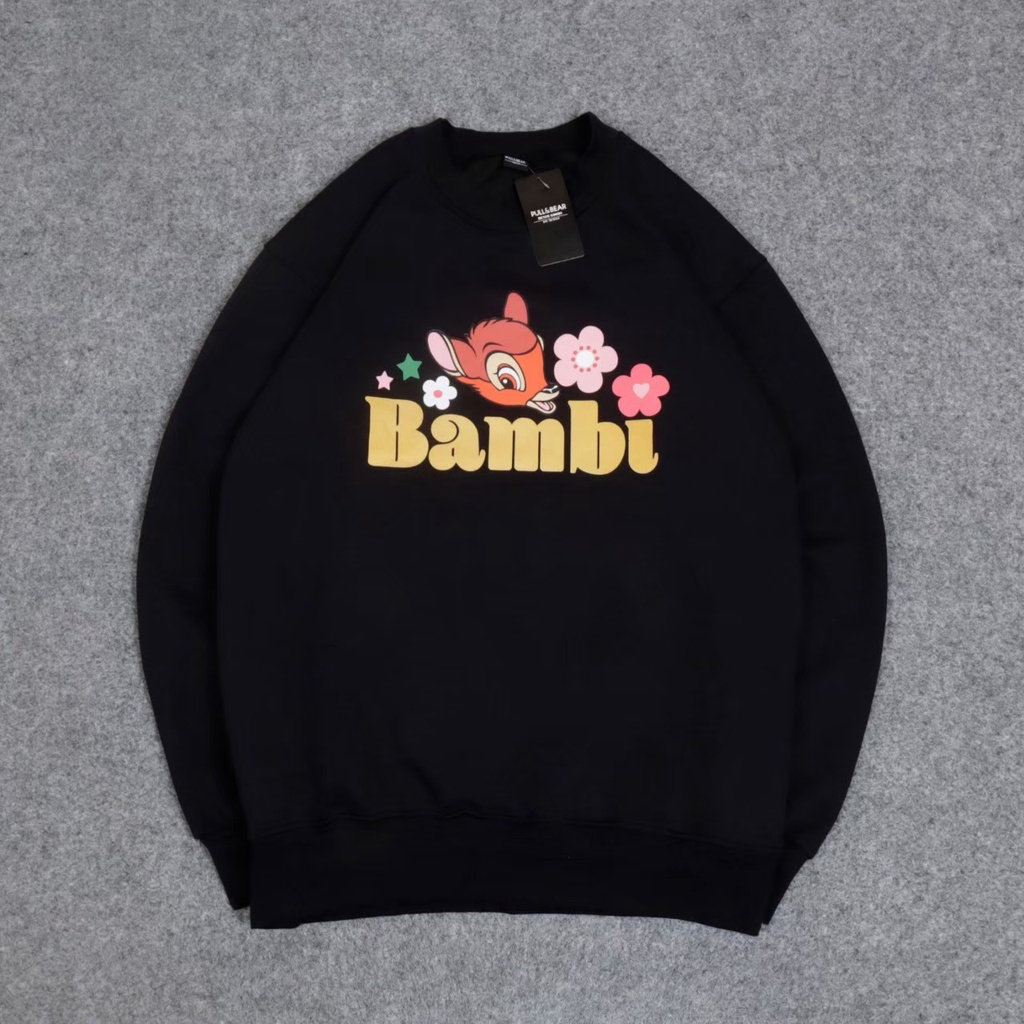 JAKET SWEATER CREWNECK BAMBI COTTON FLEECE MURAH