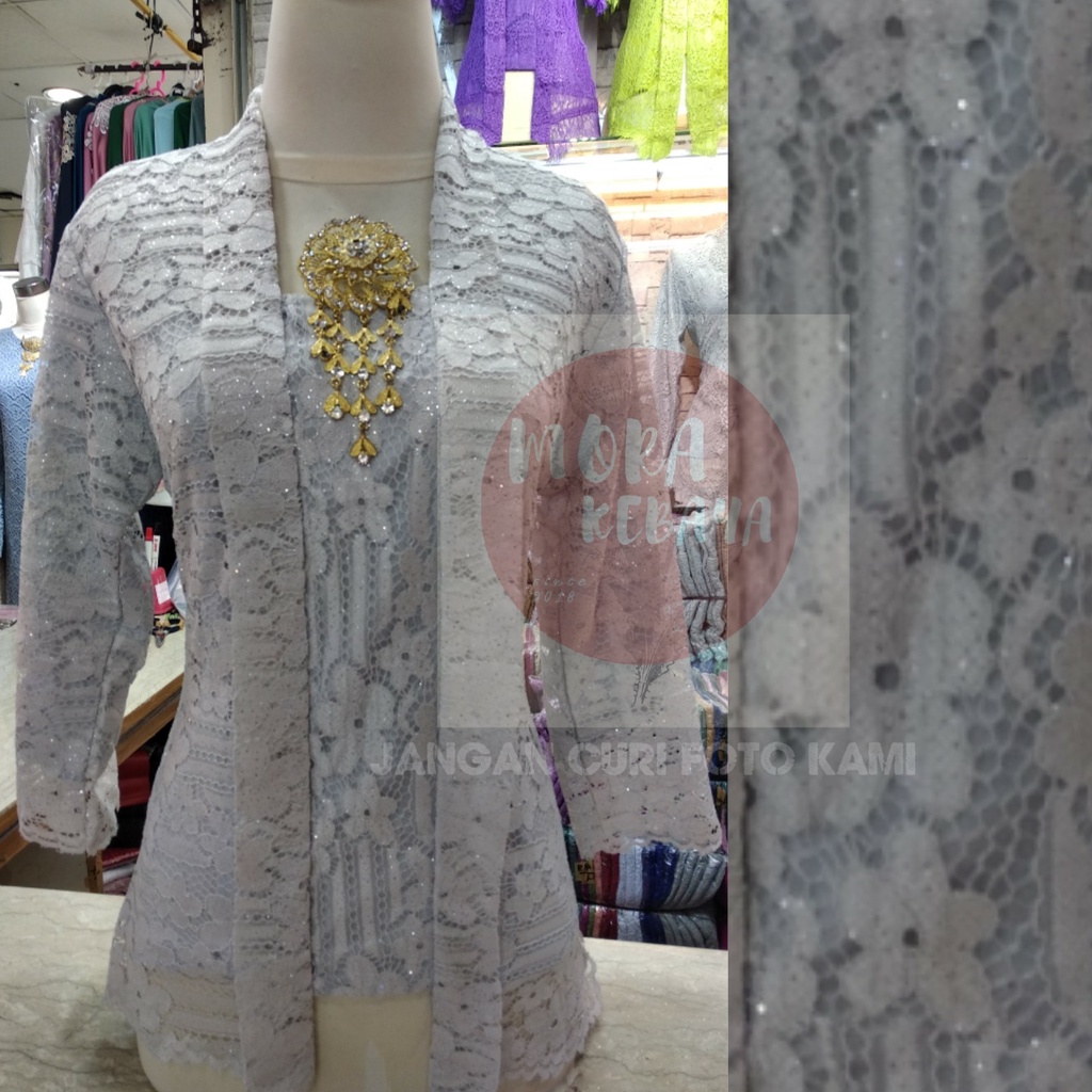 kebaya kutu baru lengan 7/8 _kebaya brukat_kebaya_kebaya kutu baru modern_kebaya encim_kebaya kondangan-Silver