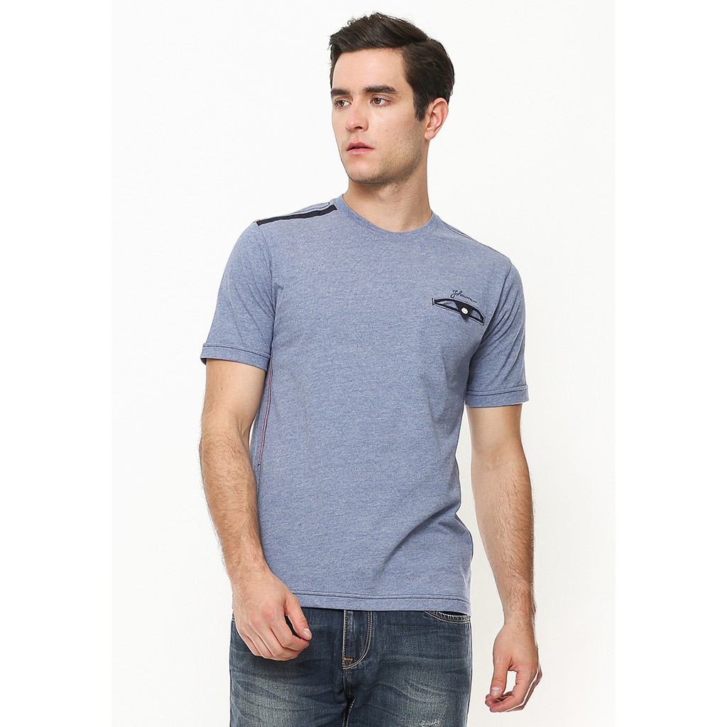 Johnwin - Tshirt Kaos Casual - Kaos Pria - Kantong Kancing - Abu - Slim Fit - ATS.622.M194.01.C
