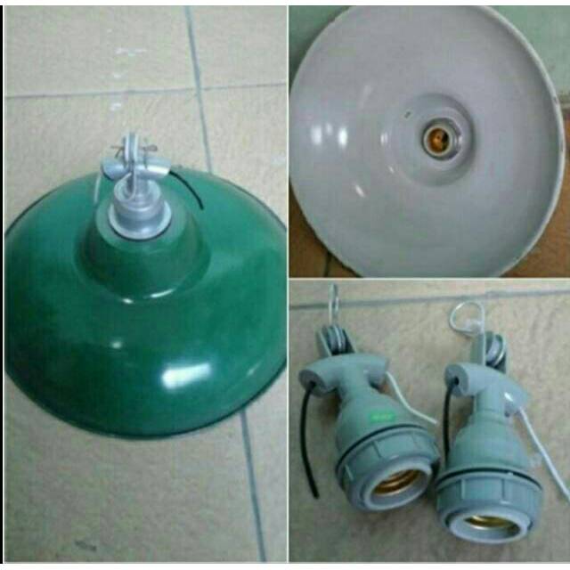 Kap Lampu Hijau / Kap wd E27 / Kap lampu jalan anti air + fiting kramik / Kap wd+fitting e 27