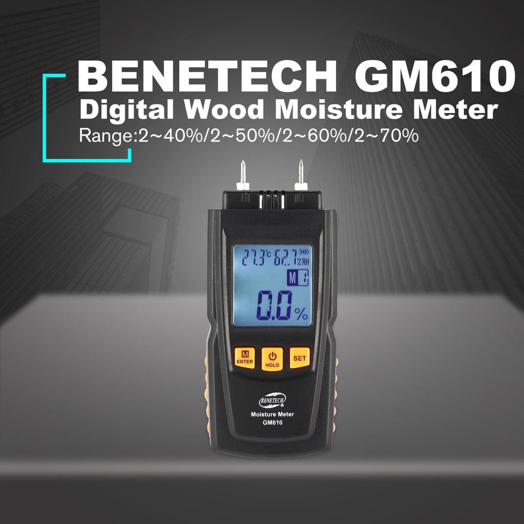 Moisture Meter Benetech GM610 Wood Paper Kayu Kertas MC Tester GM-610 Moist Kadar Air Karton Jati Ke