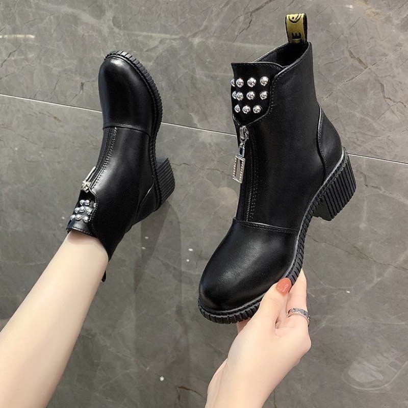 BT05 SEPATU BOOTS IMPORT WANITA KOREA SIZE 40 AKSEN MUTIARA VELVET BRITISH INGGRIS ORIGINAL