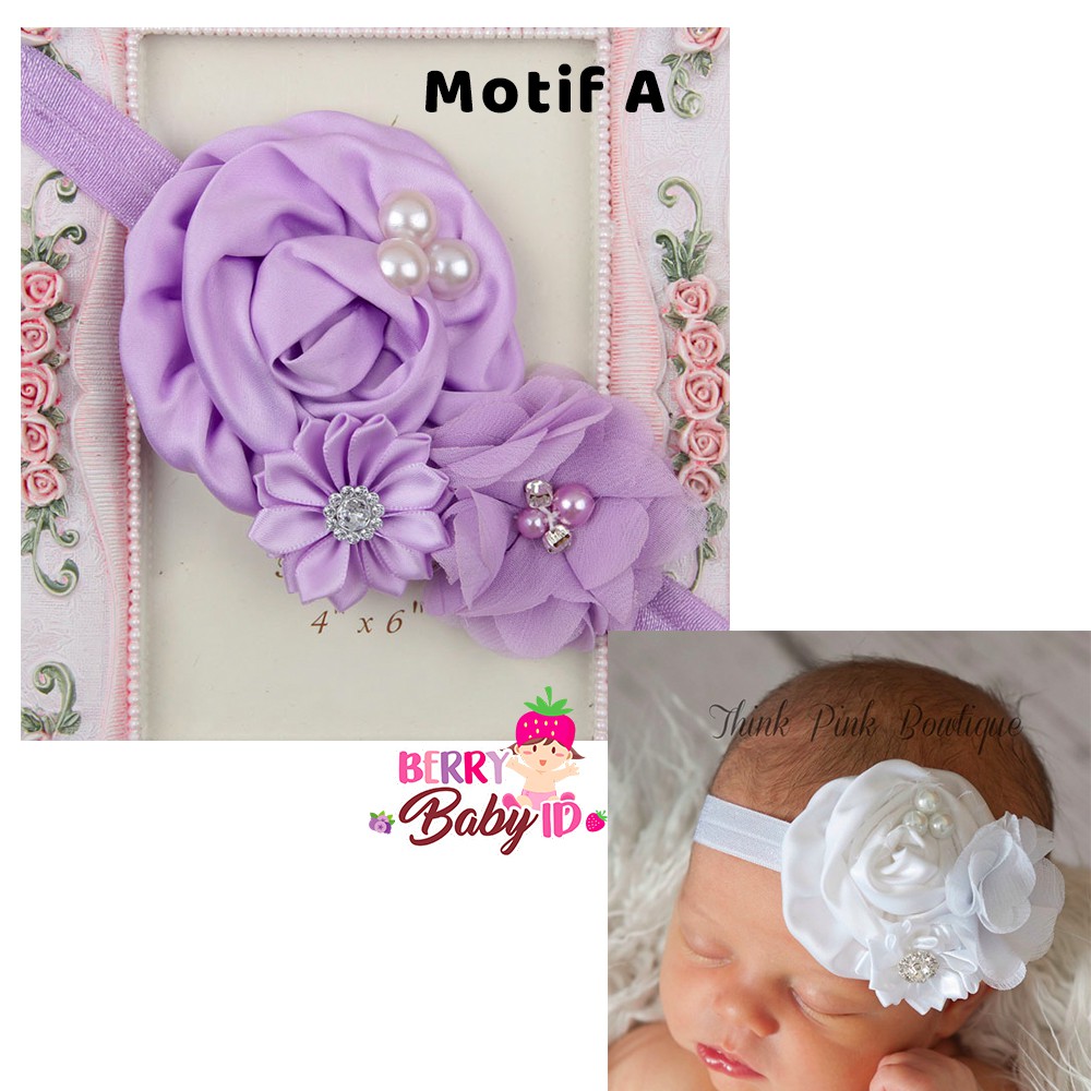 YooBerry Pita Anak Bando Bandana Bayi Korea Satin Big Flower Sachi Baby SAA007 Berry Mart