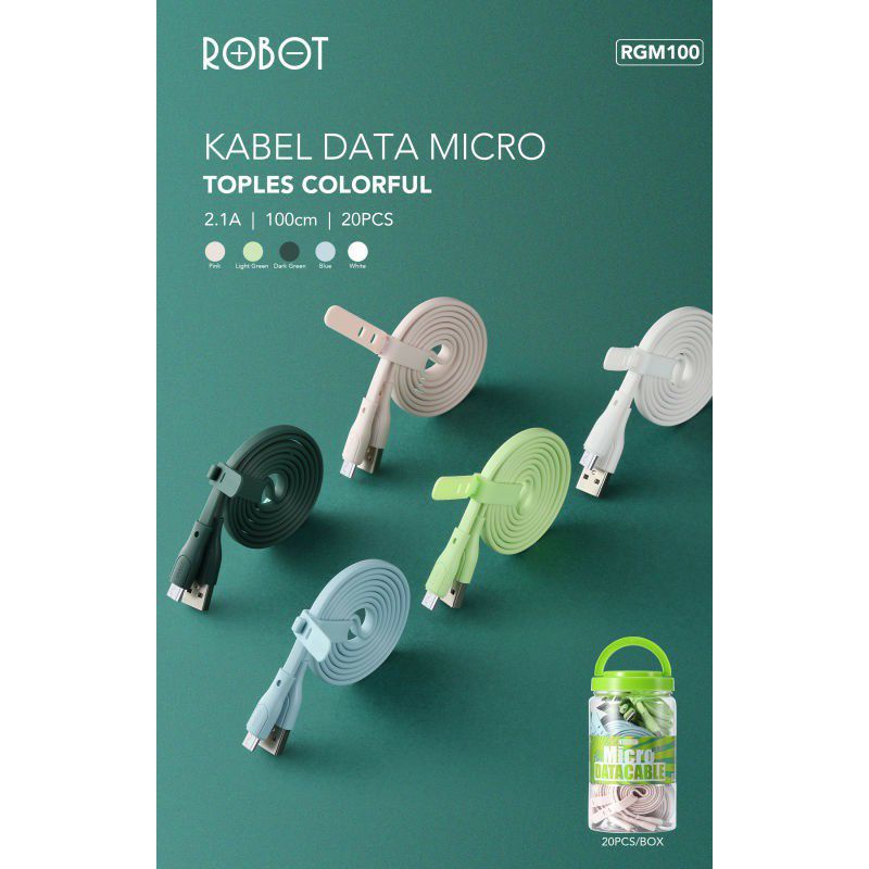 Kabel Data Robot RGM100 Kabel Data Micro USB Isi 20 Pcs ORIGINAL