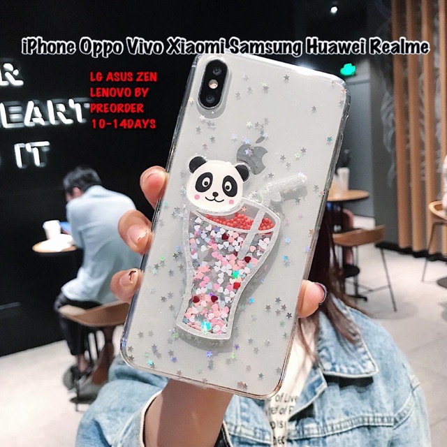 Panda Drink Case iPhone Oppo Vivo Xiaomi Samsung Huawei Realme S20 ultra A51 A71 Y19 Note 10 lite