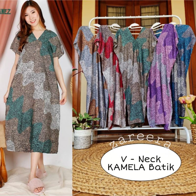 ZAREERA DASTER V NECK KAMELA BATIK JUMBO ECER GROSIR