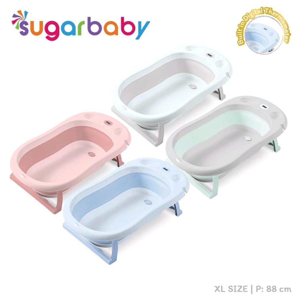 SUGARBABY FOLDABLE BABY BATHTUB WITH DIGITAL THERMOMETER/ BAK MANDI LIPAT DENGAN THERMOMETER