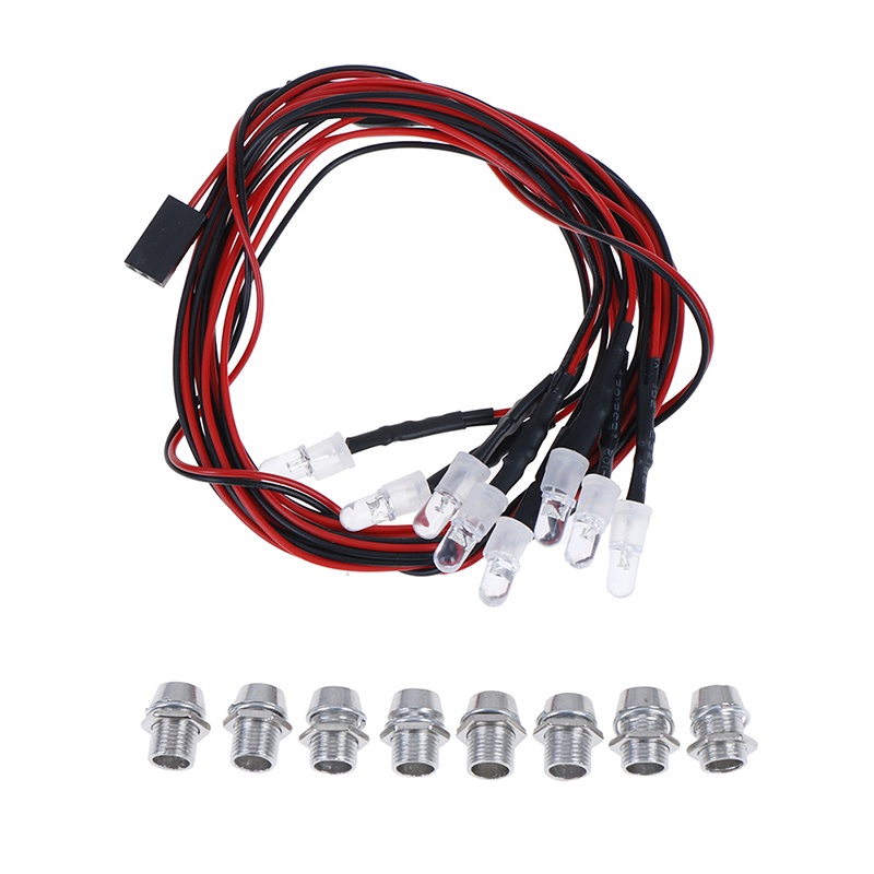 (dreamdreaming.id) Set 8pcs Lampu LED 5mm Warna Putih / Merah Untuk HSP RC