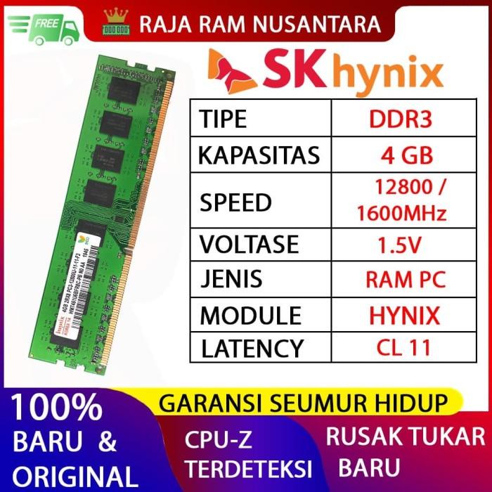 Ram Ram Pc Hynix Ddr3 4Gb 12800 / 1600Mhz Ori Ram Komputer Ram Pc 1.5V