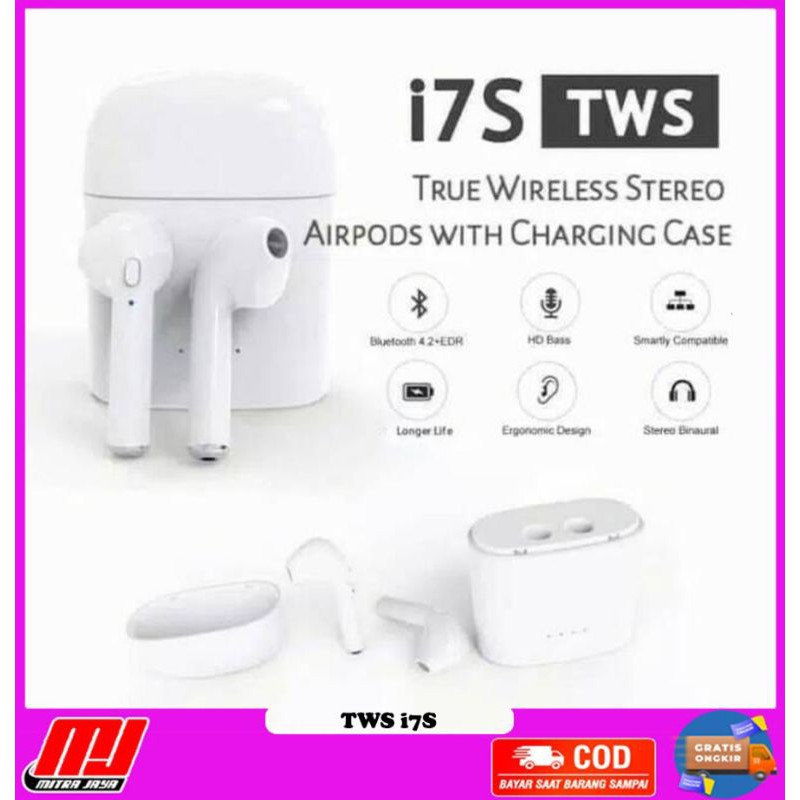 Headset Bluetooth i7S Twins Wireless 5.0 Touch Control