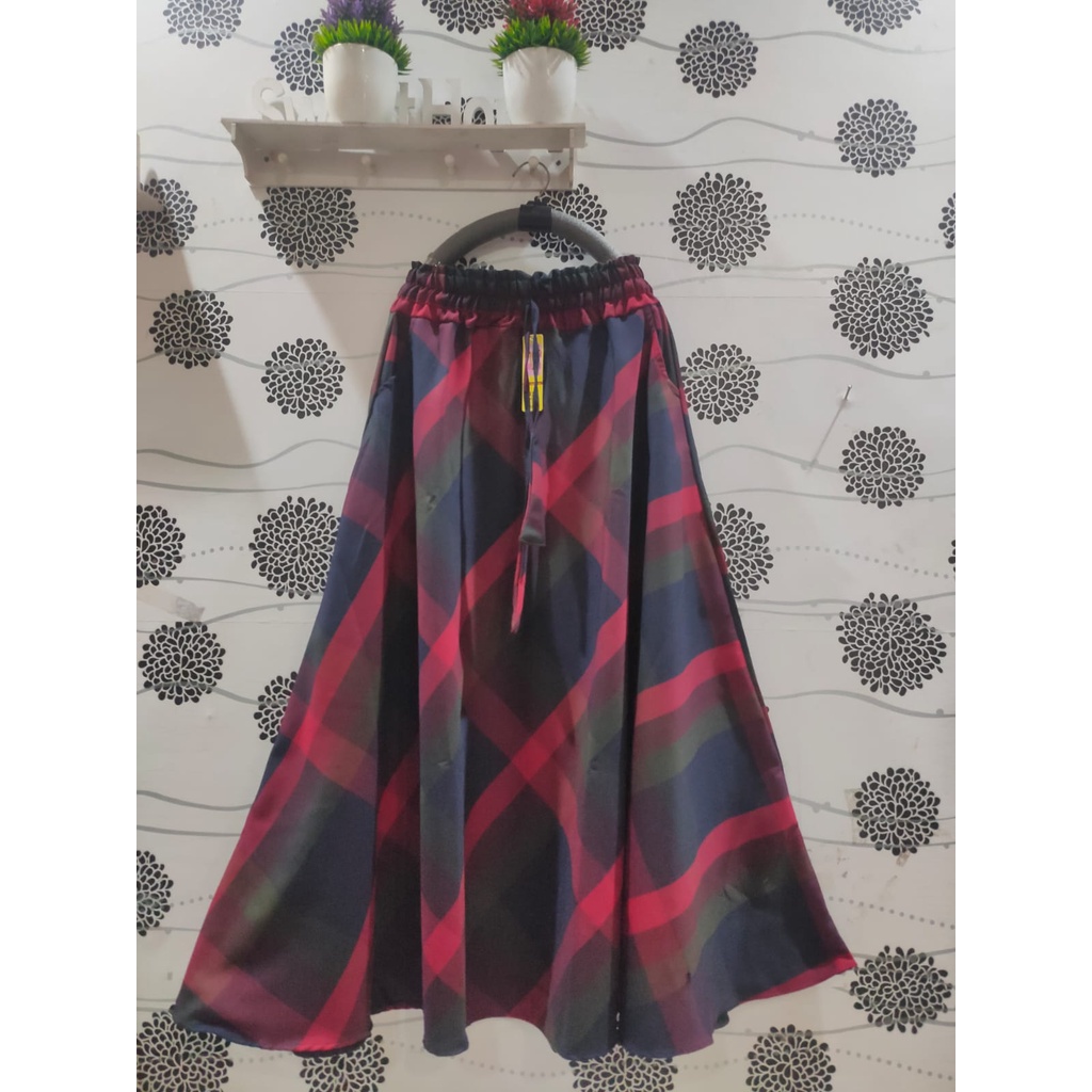 ROK FLANEL IMPORT PANJANG/ROK TARTAN/ROK KOTAK PAYUNG-V
