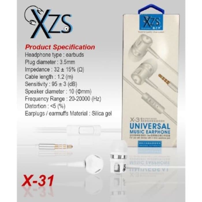 Handsfree Super Bass XZS X-31Earphone Headset Universal Android Iphone