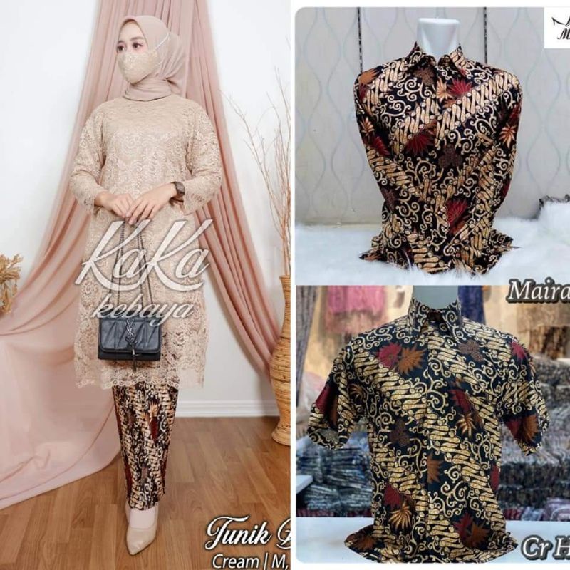 Couple Kebaya Tunik Kurung Brokat / Kebaya Couple / Kebaya Jumbo / Kemeja Batik