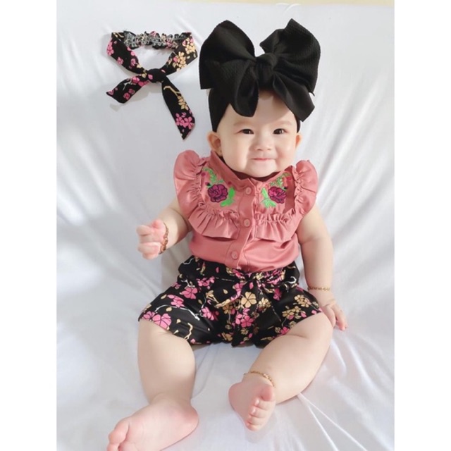 setelan kemeja anak perempuan 1 2 3 tahun newborn 6 12 bulan ruffle ALLYSA NADIA shirt set setelan balita shirt set