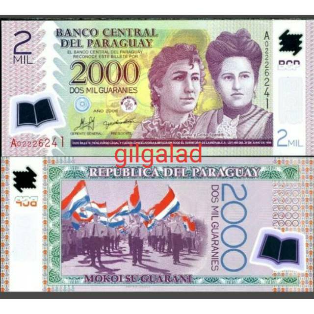 PARAGUAY 2000 GUARANIES POLYMER UANG KERTAS ASING