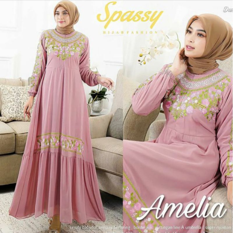 (COD) GAMIS DRES AMELIA CERUTY BABYDOL FULL PURING+BORDIR RESLETING DEPAN BUSUI FASHION TERKINI FASHION LEBARAN FASHION WANITA BAJU MUSLIM WANITA IMPORT DRES MUSLIM IMPORT DRES NIKAHAN DRES LAMARAN BAJU LAMARAN PAKAIAN LAMARAN PAKAIAN TERBARU OUFIT MUSLIM