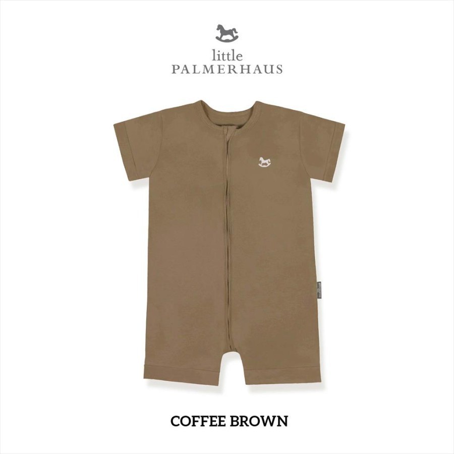 Little Palmerhaus Zippy Playsuit  Baju Pakaian Harian Bayi Bodysuit Jumpsuit Jumsuit Jamsuit Jamper Jumper Romper Zipper Lengan Pendek Buka Kaki Anak Bayi Laki Laki Perempuan Cowok Cewek New Born Baru Lahir 0 6 12 24 Bulan Palmerhouse-Coffee Brown