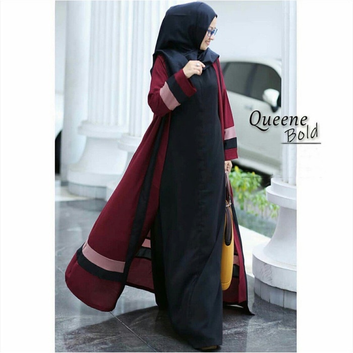 MUSLIM-CARDIGAN- MAXI LONG CARDI QUEENE 2IN1 PREMIUM BAJU WANITA MUSLIM KEKINIAN - DUSTY -CARDIGAN-