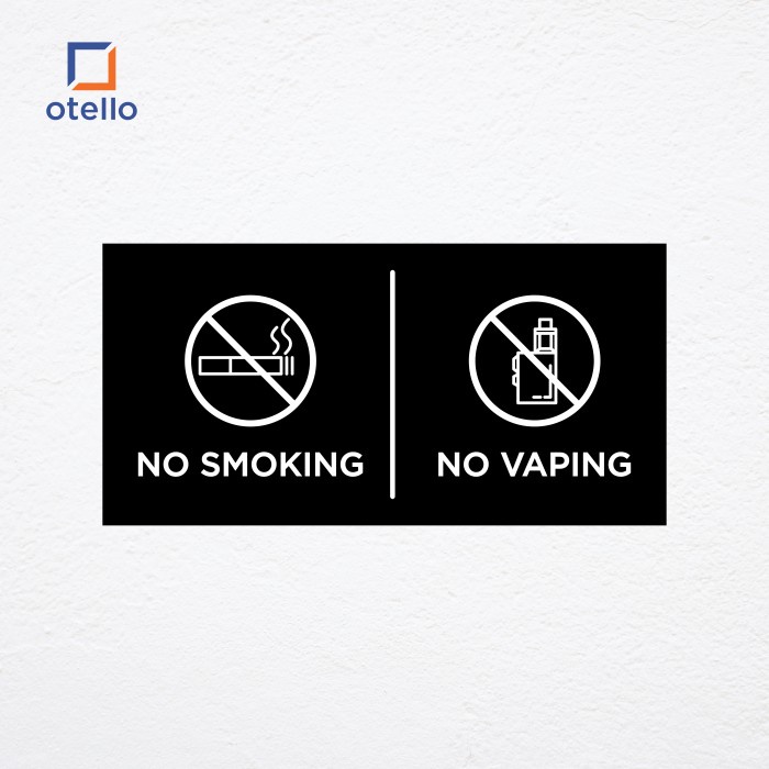 Otello - No Smoking No Vaping Sign Board Akrilik Print Signage Acrylic Petunjuk Ruangan