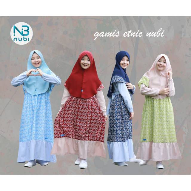 NUBI GAMIS ANAK KATUN MOTIF ETNIK UNIK USIA 2 SAMPAI 8 TAHUN