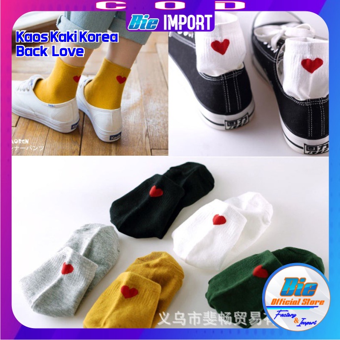 Kaos Kaki Korea Motif Black Love Impor Best Seller