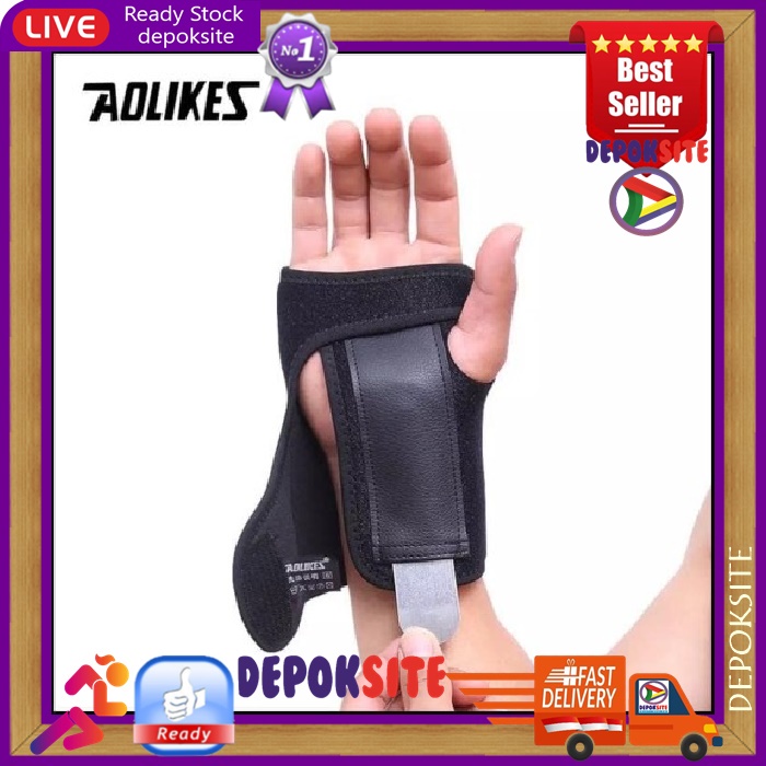 1 Pasang AOLIKES 1676 Terapi Penyangga Lengan Tangan Dengan Plat Wrist Bracer Wrist Hand Support