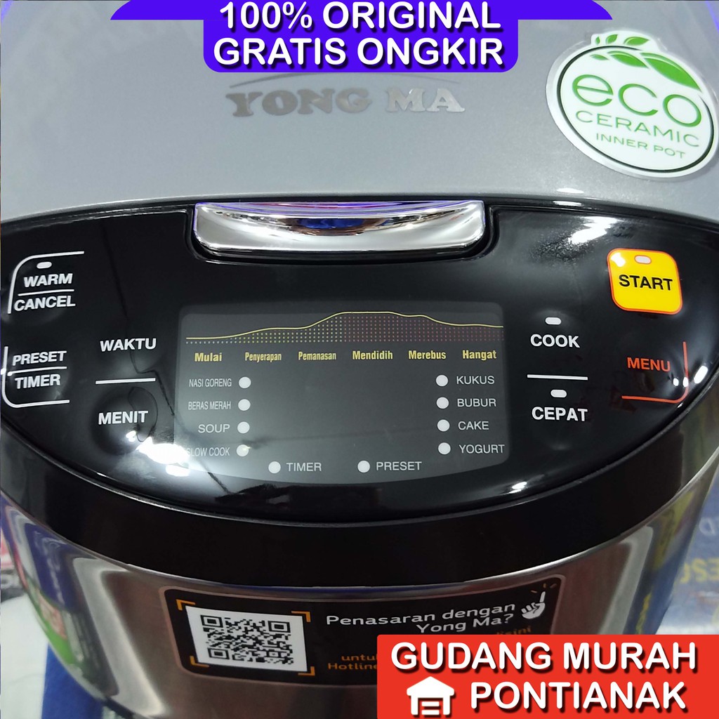 Ricecooker Yong Ma digital SMC 7047 Silver Putih kilat kilat penanak nasi magicom mejikom