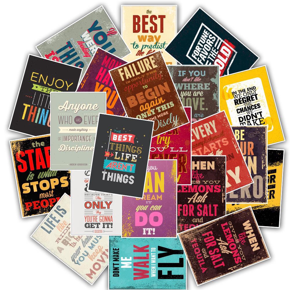 25pcs Inspirational Quote Design Stickers Mixed For Car Motorbike Phone Laptop Luggage Jdm