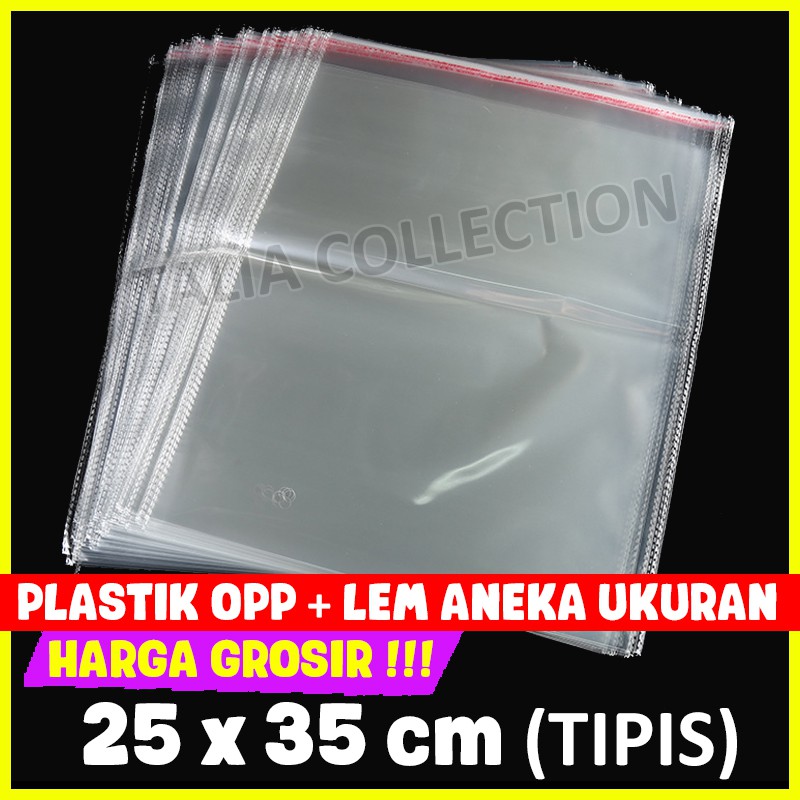 

Plastik OPP Lem 25x35 TIPIS Plastik Baju OPP Lem aneka ukuran