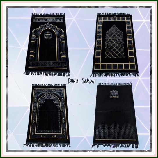Sajadah Turki Bahan Tebal Halus Lembut Ukuran 55 X 110 Cm Sajadah Turkey Tebal Hitam / Sajadah Tur