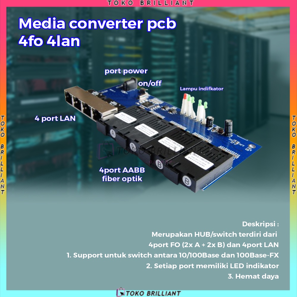 Pcba Ethernet Fiber Switch 4 RJ45 4 SC Optik Media Converter Single