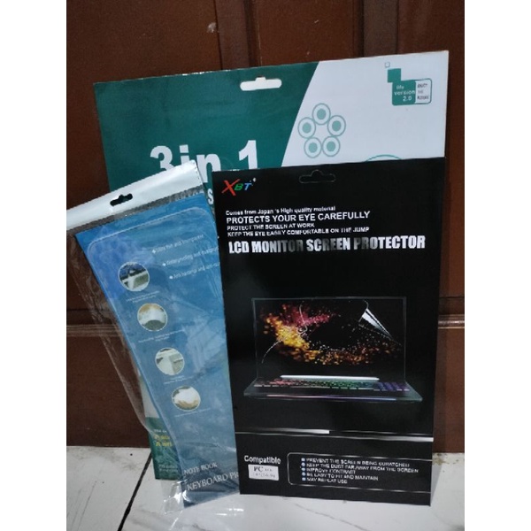 PAKET 3in1 ANTI GORES NOTEBOOK 14 INCH, PELINDUNG KEYBOARD, Pelindung Body Luar Laptop untuk 14''HTM