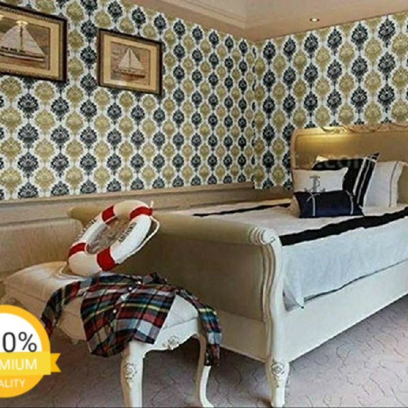 Wallpaper Dinding Batik Sticker Dinding Batik Hitam Gold