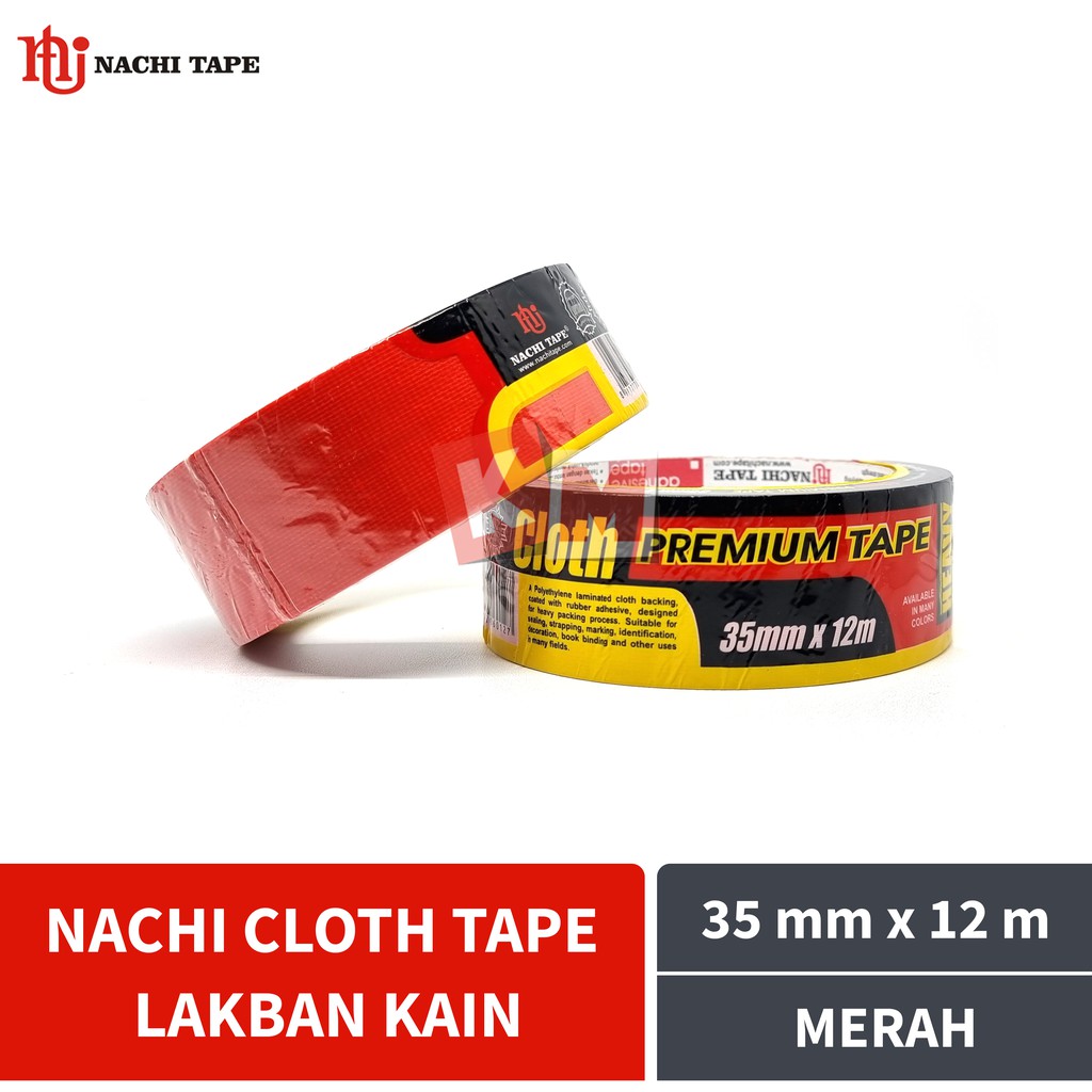 Lakban Kain Merah Nachi Cloth Tape 35 mm / 1.5 Inch x 12 meter / 35mm