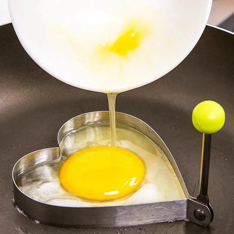 5pcs / Set Cetakan Omelet / Pancake / Roti / Pastry Bentuk Kartun Hati / Bulat / Bintang Bahan Stainless Steel