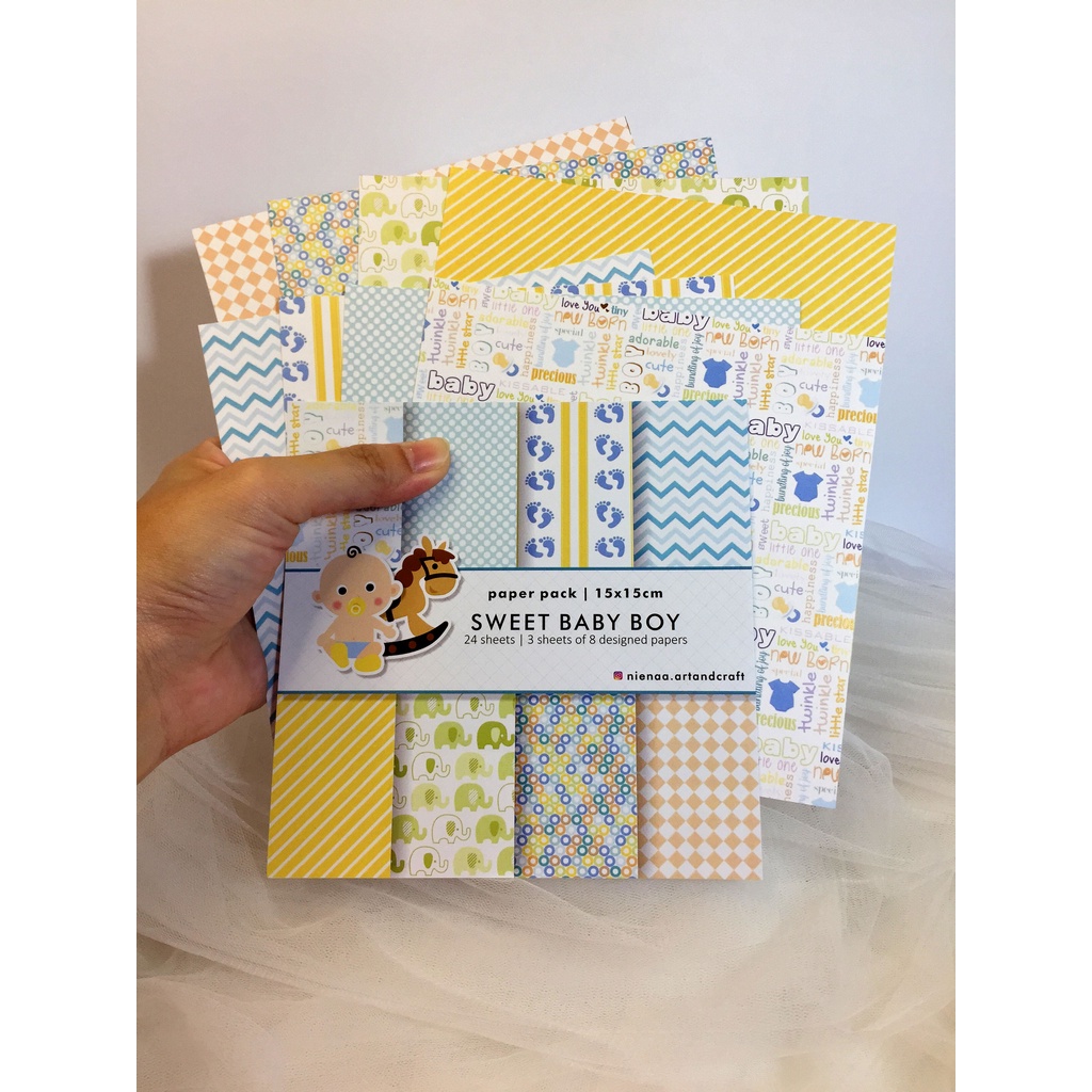 

Scrapbook Paper | Bahan Scrapbook Kertas Bujo Journaling 15x15cm | Baby Boy