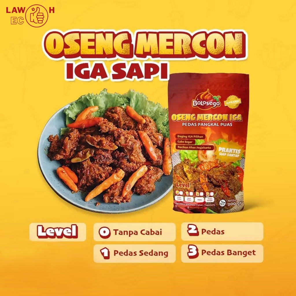 READY STOK BOLOSEGO CUAN 1 - Oseng Mercon Daging Iga Sapi + Cumi Sambel Ijo