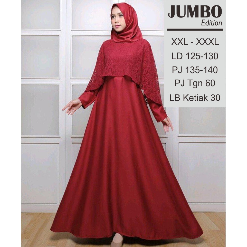 JUMBO XXL-XXXL | OLIVIA SYARI - GAUN PESTA - CAPE BRUKAT - DRESS BRUKAT